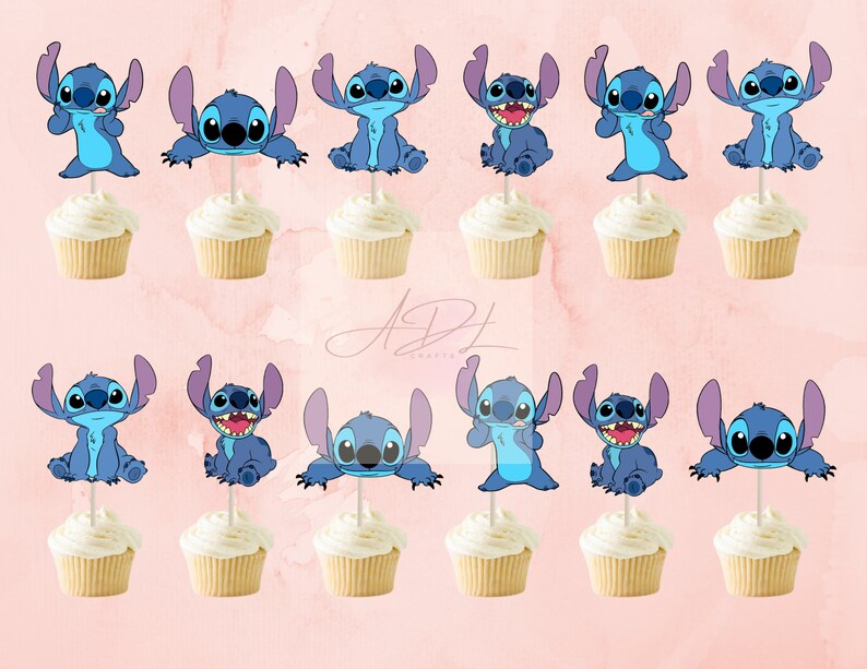 Stitch Cupcake Toppers Etsy