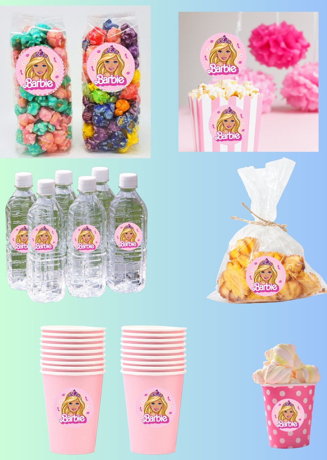 Barbie Stickers for Candy Favors or Snacks, Cut Dies, Labels for Barbie Birthday, Labels for