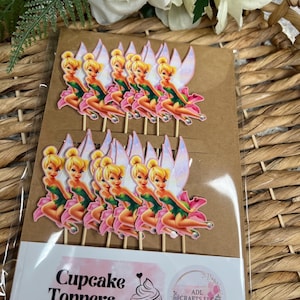 Tinkerbell cupcake toppers, tinkerbell party decorations