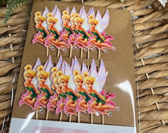 Tinkerbell cupcake toppers, tinkerbell party decorations