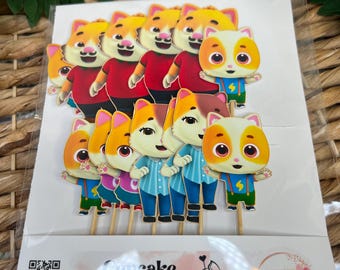 Meow Mi Family cupcake toppers, meow party decorations