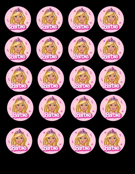 Pegatinas: Pink  Barbie party decorations, Happy birthday logo