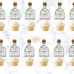 Tequila patron cupcake toppers, budlight,corona, modelos, birthday decorations
