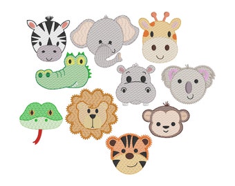 ヴィンテージステッチスケッチ動物園の動物の刺繍デザイン