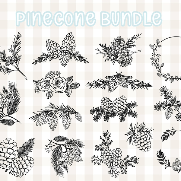 Bundle de cône svg pomme de pin svg pin Clipart pin arbre vecteur bois pomme de pin Svg plante automne Svg, Svg de cône de conifère, clipart cône,