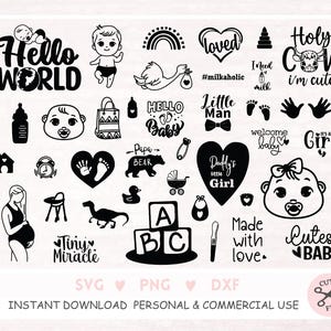 Citazioni per neonati in formato SVG, pacchetto SVG per bambini per Cricut e file di taglio per sublimazione Welcome Baby