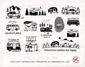 Caravana de camping SVG, Archivo de trazador de caravana, Frases de camping, Pasión por los viajes SVG PNG, Caravana Digstamp, Archivo de trazador de viajes