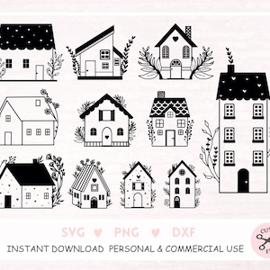 Petite maison Bundle Svg, petite maison, maison florale SVG clipart maison, petite maison Svg, Dxf, Png