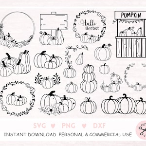 Plotterdatei Herbstkranz, Hallo Herbst Plotterdatei, Herbstliebe SVG, DXF, PNG, Sofort Download