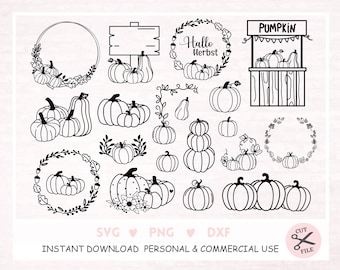 Plotterdatei Herbstkranz, Hallo Herbst Plotterdatei, Herbstliebe SVG, DXF, PNG, Sofort Download