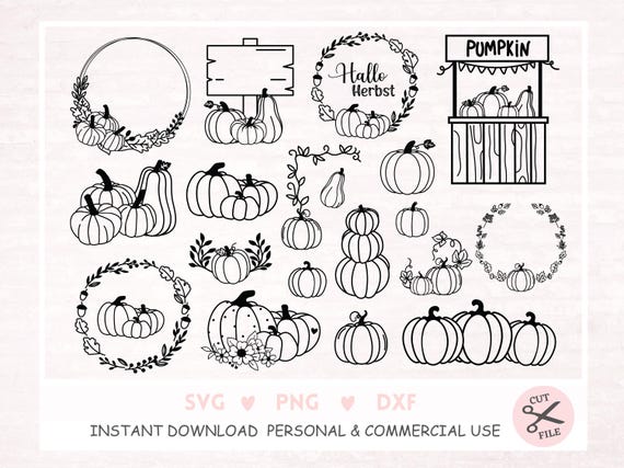 Plotterdatei Herbstkranz, Hallo Herbst Plotterdatei, Herbstliebe SVG, DXF, PNG, Sofort Download