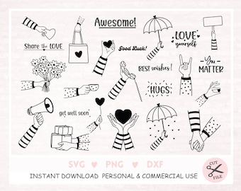 Plotterdatei Hände Arme Deutsche Schriftzüge Bundle, deutsche Sprüche SVG, Clipart Hände, Hände svg, Clipart Hände, Arme svg, Hände Arme
