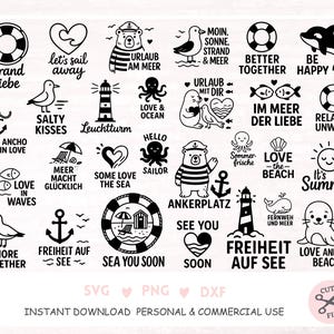 Bundle nautique allemand - fichier Moin plotter - Maritime svg - clipart nautique - phare svg