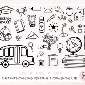 Bundle Svg école, publicité scolaire Svg, fichier coupé école primaire, bundle dxf école, bundle png école, clipart école png, timbre école