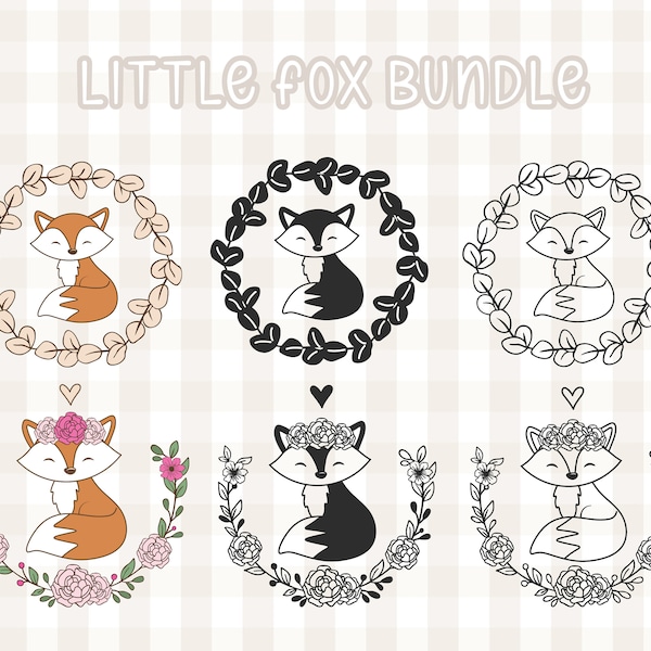 Little Fox Svg Bundle Fox Svg Forest Animal Svg Fox Cricut Fox Clipart Fox Set Dxf Fox Cut File Botanicals Svg Butterfly Svg