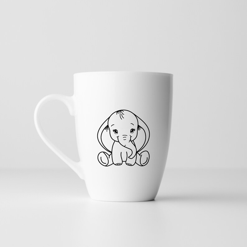 Baby Elephant SVG Cute Elephant Girl Cut File Elephant Outline Etsy