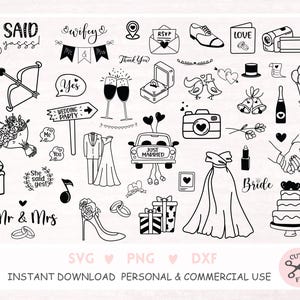 File SVG per matrimonio, regalo di nozze, file SVG per Cricut, scarabocchio di nozze in formato SVG, sposi in formato SVG, fidanzamento in formato SVG, regalo di nozze