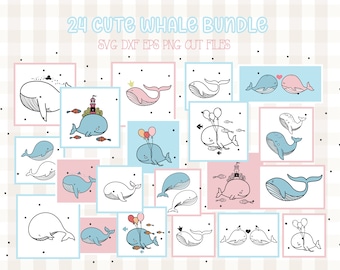 Whale svg Whale clipart Sea animal cut file Ocean animal Whale illustration Whales bundle svg Whale vector Coral svg Doodle whale cricut DXF