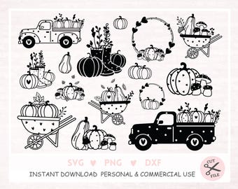 Archivo de trazador de otoño SVG DXF PNG Hola otoño Saludo Cricut Hoja Silueta Descargar conjunto de archivos de trazador Calabaza de otoño SVG