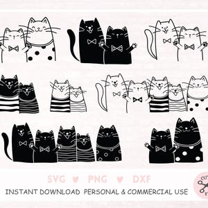 Süße Katzen Plotterdatei SVG DXF PNG Kitty Katzen Cricut Bruder Leinwand Silhouette Download Baby Tier Liebe Blume Kätzchen Clipart Miau