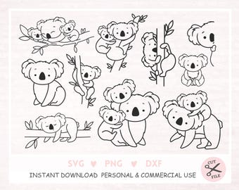 Koala SVG file Koala Bear Svg Koala family Svg Koala cut file Wild Animal Svg, Koala clipart, Cute Koala Png, Australia Svg, dxf, eps