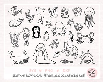 Baby sea animal Svg Sea Life Underwater animal animated sea animals sea creature Svg Under the sea Ocean animals sea animals animated