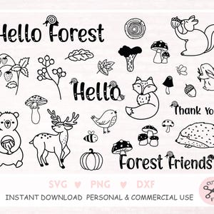 Wald Freunde Plotterdatei SVG DXF PNG Blatt Fuchs Bär Eichhörnchen Reh Pilz Cricut Silhouette Download Plotting Bundle Tier Clipart