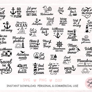 Plotter file sea svg seagull cutting file cricut Hello svg dxf maritime nautic bundle file graphic seagull ships sea motifs vacation summer