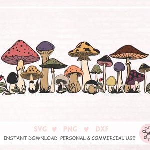 Mushrooms Svg Bundle Mushroom Svg, Fungi Clipart Cute Mushroom Svg