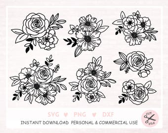 Flower svg bundle Floral arrangement svg, floral svg, wildflower svg, floral border svg, bouquet svg, flower border svg, flower png, plants