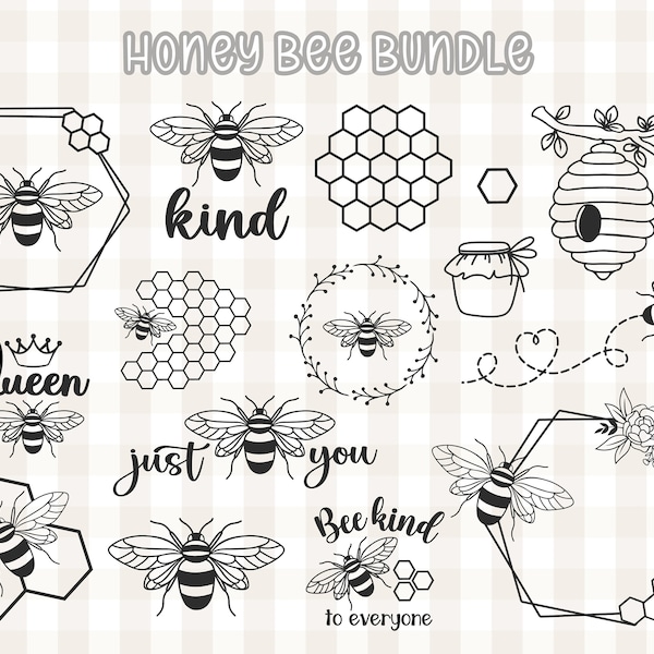 Plotter Abeja svg paquete miel abeja svg abeja reina svg abeja tipo svg corona de abeja svg marco circular svg, imágenes prediseñadas de abeja, panal svg, archivo de corte de abeja,