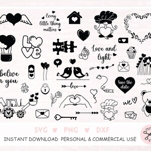 Archivo de corte Paquete de amor SVG Amor PNG Paquete de San Valentín SVG Refranes de San Valentín Clipart de San Valentín Paquete de letras de amor