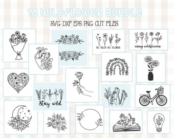 Wildflower Svg Bundle Svg Floral Svg Flower Svg Flower Svg Bundle Floral Svg Bundle Set Yourself Free, Flower Sketch Svg Digital Download