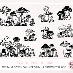 Raccolta di file di funghi in formato SVG, Clipart di funghi, Funghi carini in formato SVG