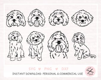 Standing Goldendoodle Silhouette SVG + PNG Set - Curly Dog Clipart ...