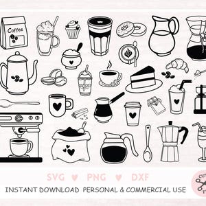 Tazas de café SVG Archivo Café SVG Amor de café SVG Taza de café con corazón SVG Taza de café Svg, Archivos para Silhouette, Cricut, eps, png, dxf