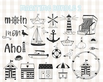 Plotter file Maritime Moin as lighthouse and seagulls German welcome in the north a digital download as .svg .png .jpg .esp .pfd