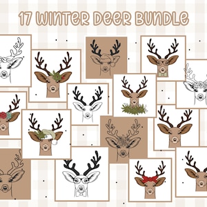 Deer bundle Deer with hat svg file Reindeer with Hat svg Cute deer svg file, Deer svg, clipart cut file, Forest Animals svg,