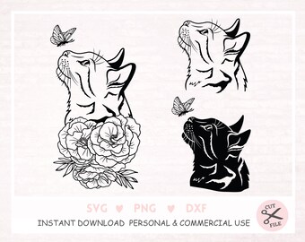 Cute Cat SVG Curious Kitten Clipart  Cat Svg Cat with Butterfly Svg Peeking face Svg Cute Cat Svg Cut Files for Cricut Png Dxf