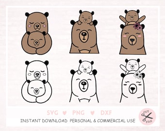 Baby and Mum Bear Plotter File SVG DXF PNG I love you mum Cricut Brother Canvas Silhouette Download Plotting Bundle Cute Animal Clipart