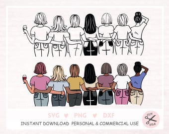 Beste Freunde Clipart, Besties Clipart, Schwestern zusammenhalten, Cocktails, Mode Mädchen Clipart, Soul Sisters Clipart, anpassbare PNG