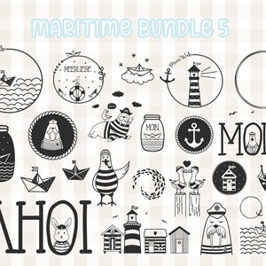 Plotterdatei Meer svg Schneidedatei cricut Hello svg dxf maritim nautisches Bundle-Datei Grafik Möwe Schiffe Meer Motive Urlaub Sommer