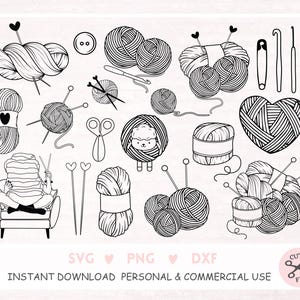 Stricken svg häkeln svg Garn svg schnitt Dateien für Cricut Silhouette Garn Clipart Stricken svg bündel, Häkelnadel Clipart, Garn Ball svg
