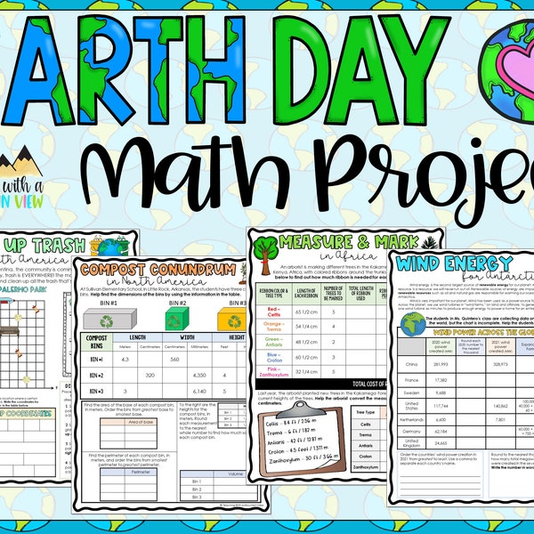 Earth Day Math Project | Earth Day Math Activities Printables | Earth Day Homeschool Activities for Math