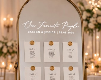 Wedding Seating Chart Decal for Mirror | Our Favorite People | Personalized Vinyl Decal