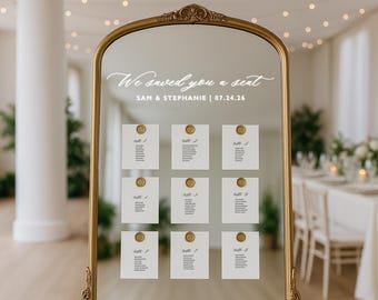 We Saved You a Seat-sticker voor bruiloften | Op maat gemaakt gespiegeld vinylbord | Namen en datum: