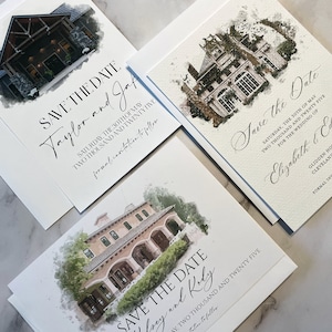 Watercolor Wedding Venue Save the Date: Custom Venue Illustration