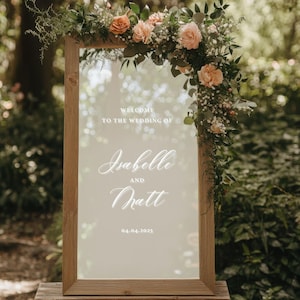 Personalized Wedding Mirror Decal: Elegant Custom Names Sign