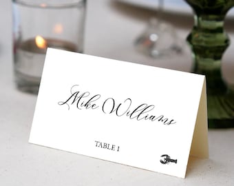 Gedruckte Tischkarten mit benutzerdefinierten Schriftarten - Individuelle Tischkarten für die Hochzeit - Einfache, klassische Tischkarten für die Hochzeit