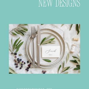 Tarjetas de lugar impresas con fuentes personalizadas - Tarjetas de lugar de boda personalizadas con nombres de invitados - Tarjetas de lugar sencillas y clásicas para bodas